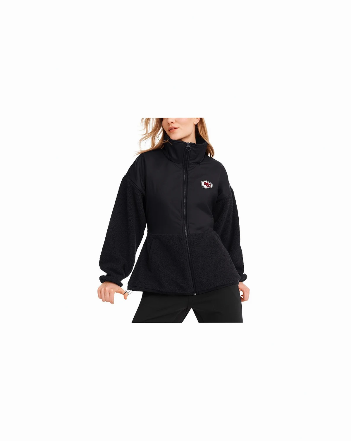 Women's Black Kansas City Chiefs Drew Mixed Media Full-Zip Jacket
