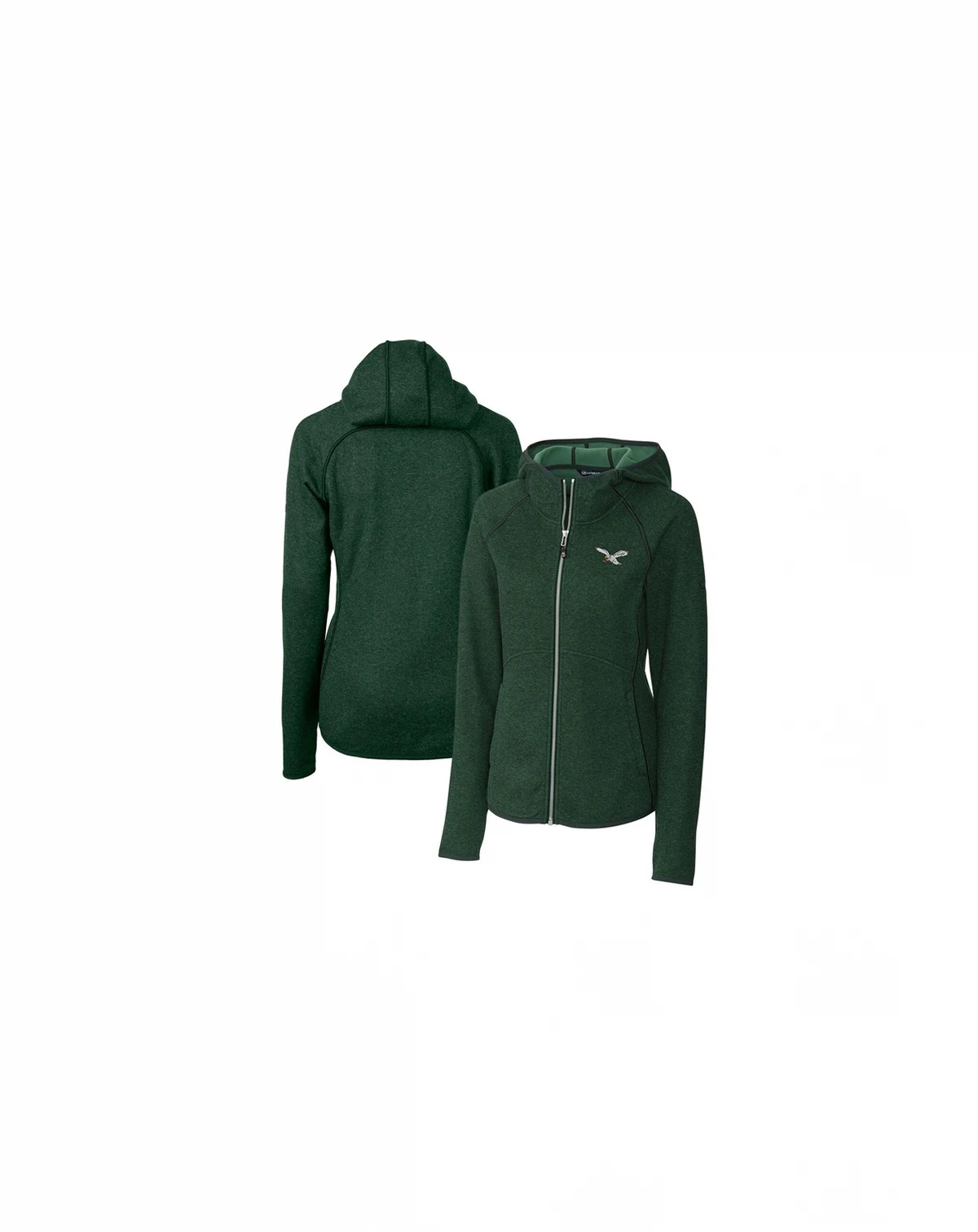 Women's Green Philadelphia Eagles Gridiron Classics Logo Mainsail Sweater Knit Full-Zip Hoodie