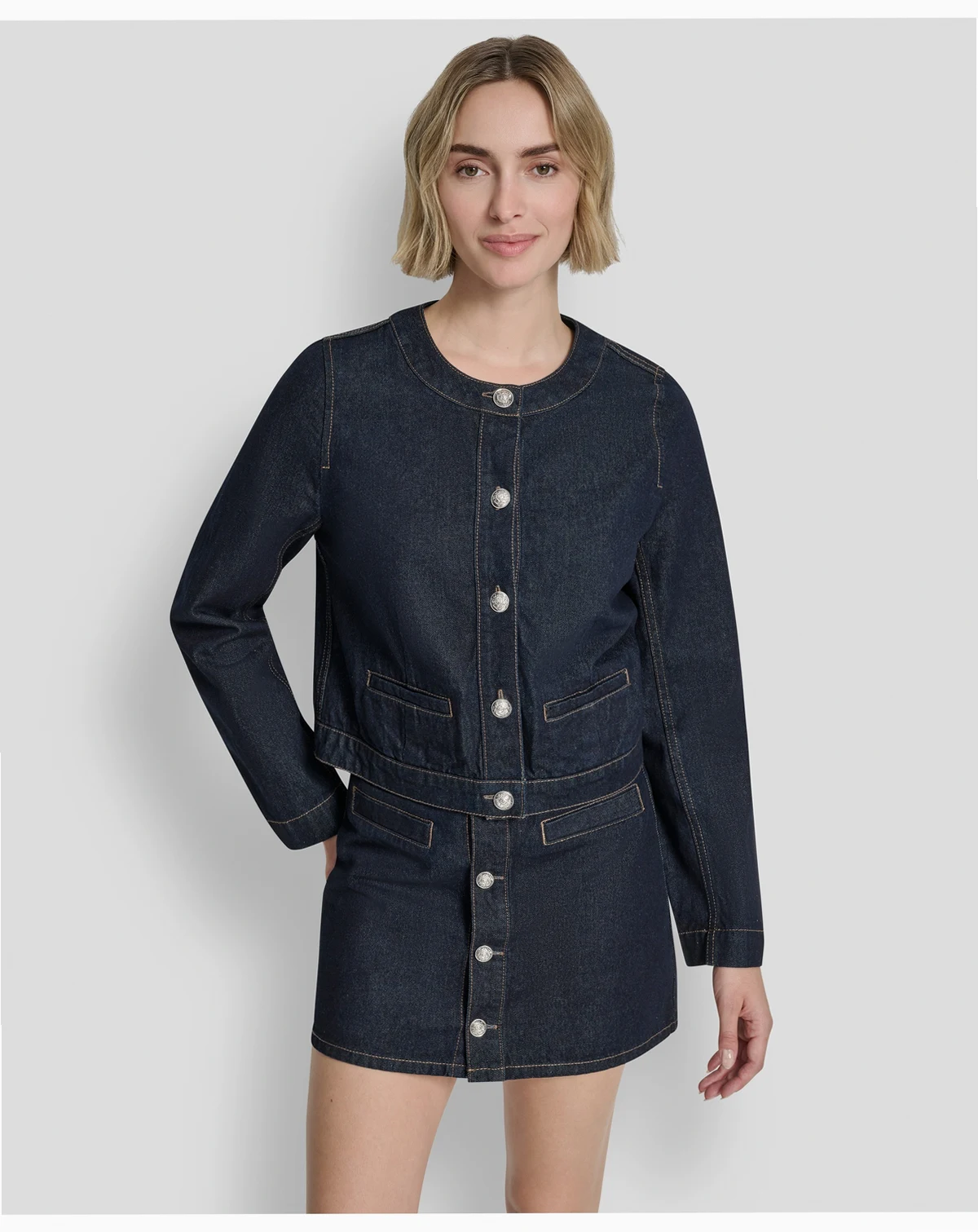 Women's Crew Neck Denim Jacket