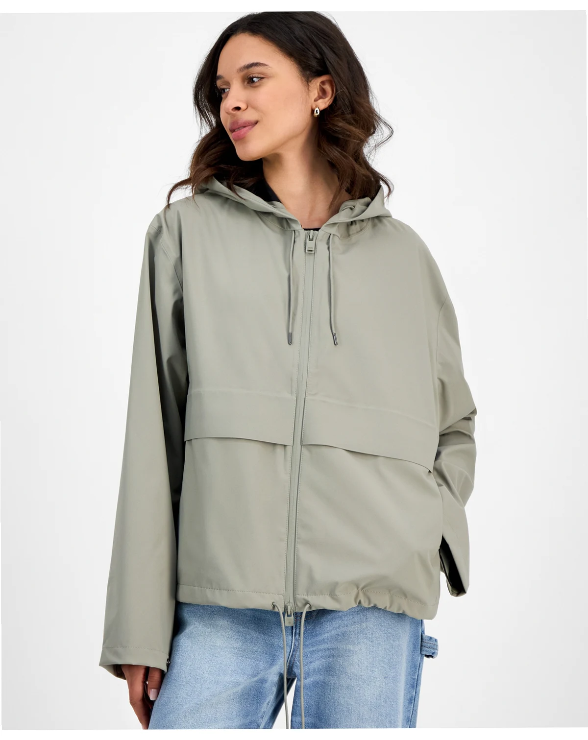 Women's Zip-Front Hooded Drawstring Jacket