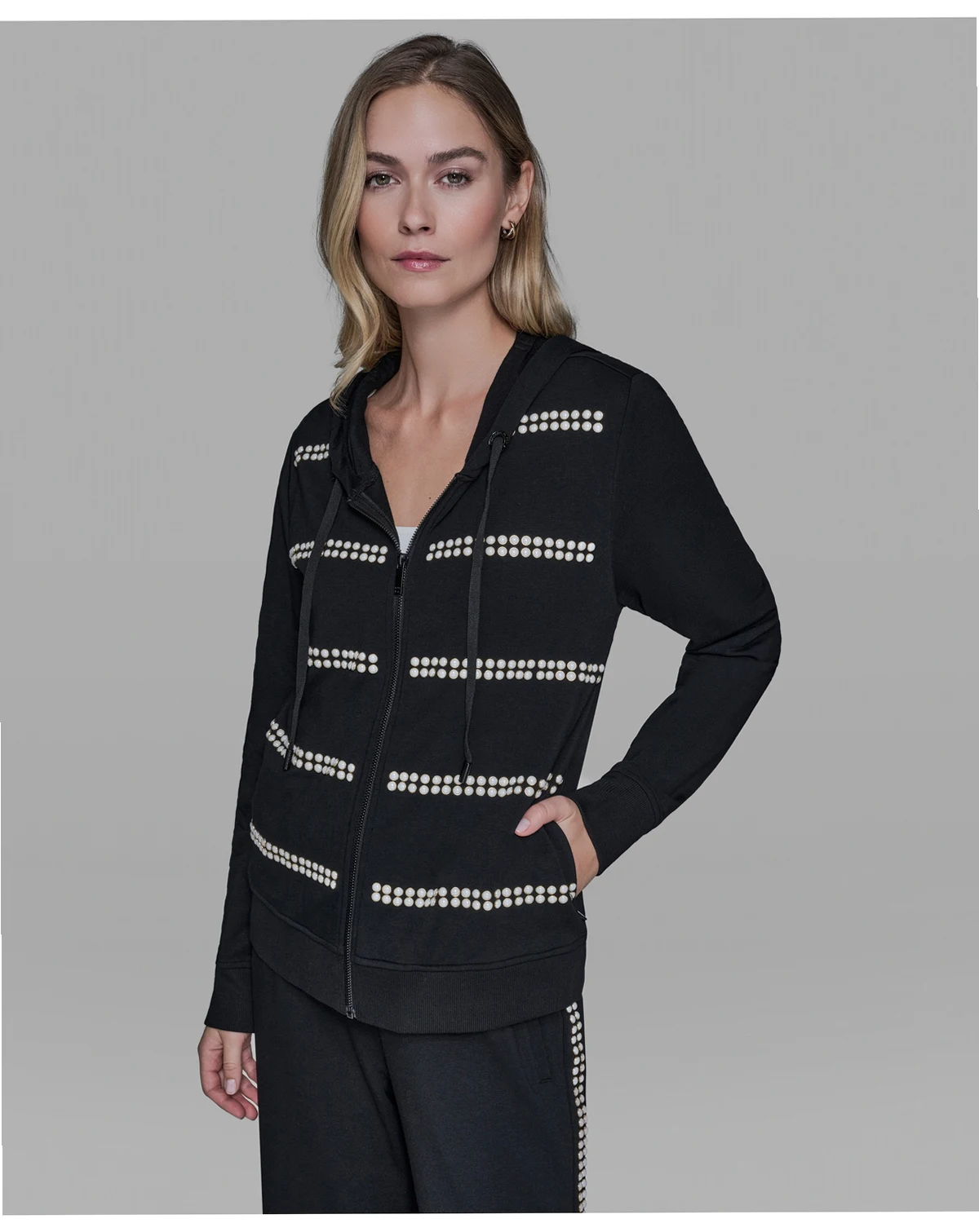 Women's Pearl Front Zipper Tracksuit Jacket
