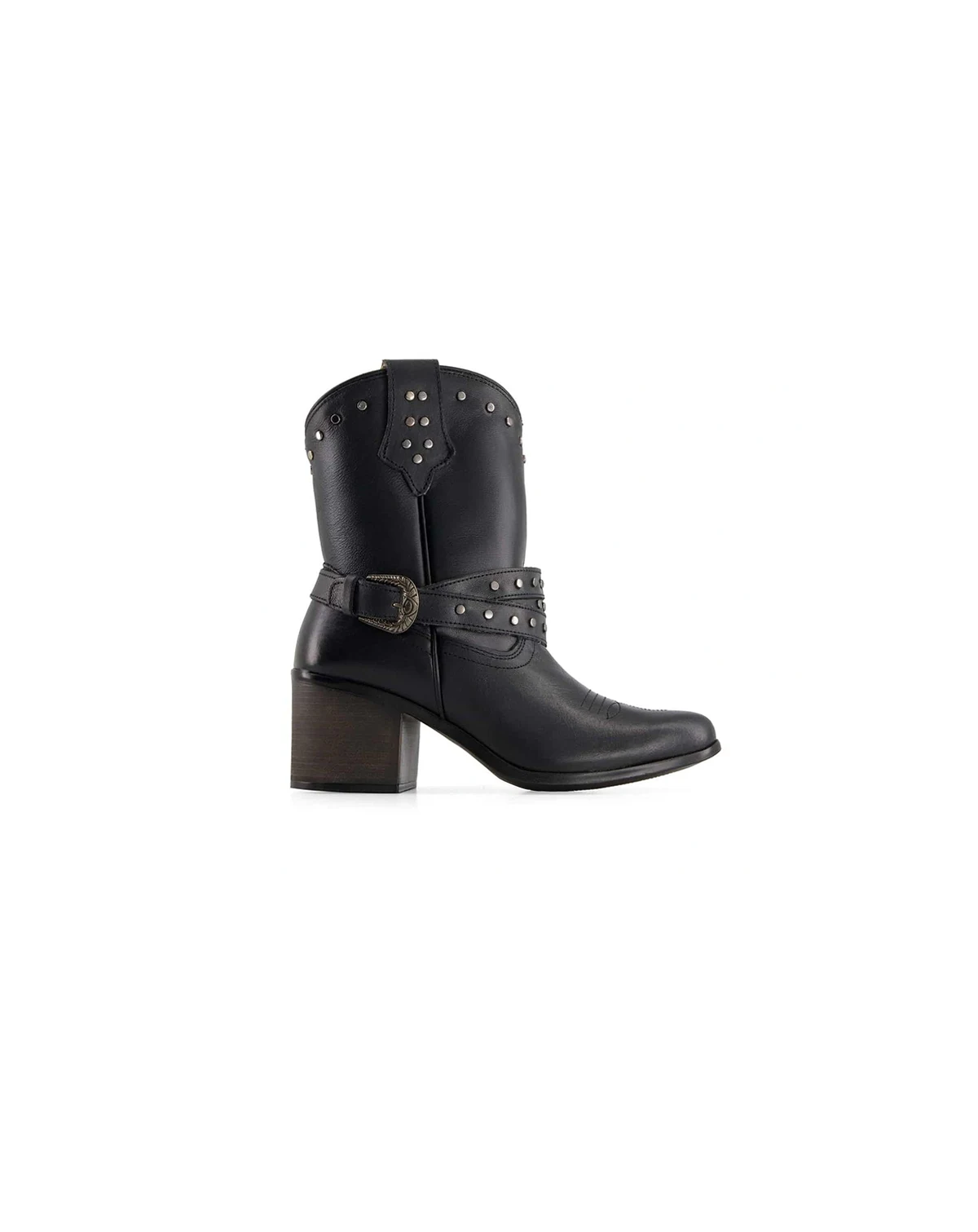 Women's Western Leather Boots with Buckle