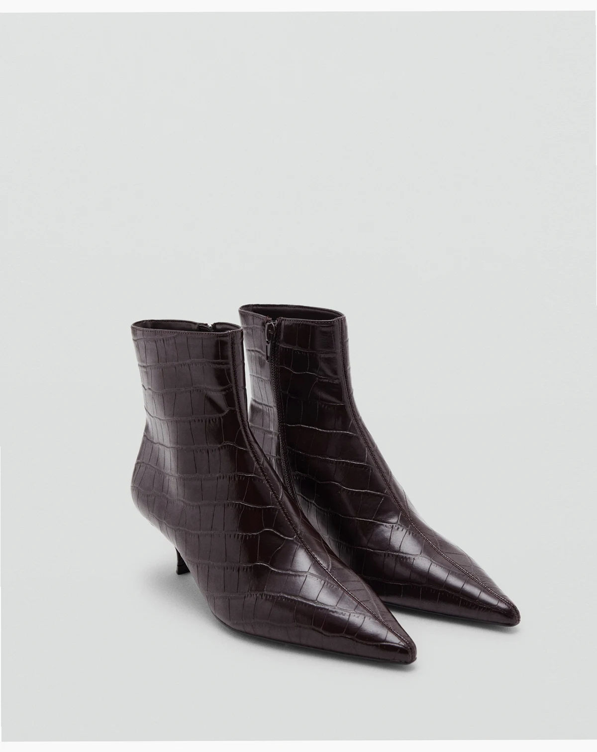 Women's Croc-Effect Pointed-Toe Ankle Boots
