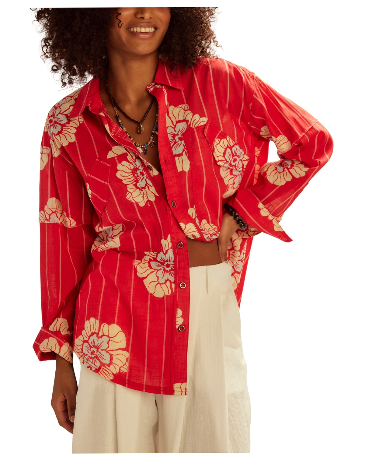 Women's Hidden Flower Camo Print Shirt