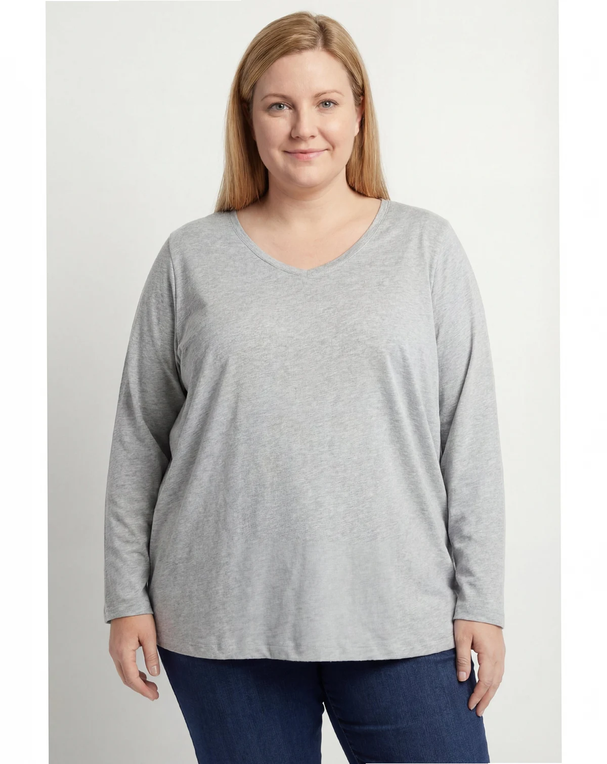 Plus Size Perfect Long-Sleeve V-Neck Tee