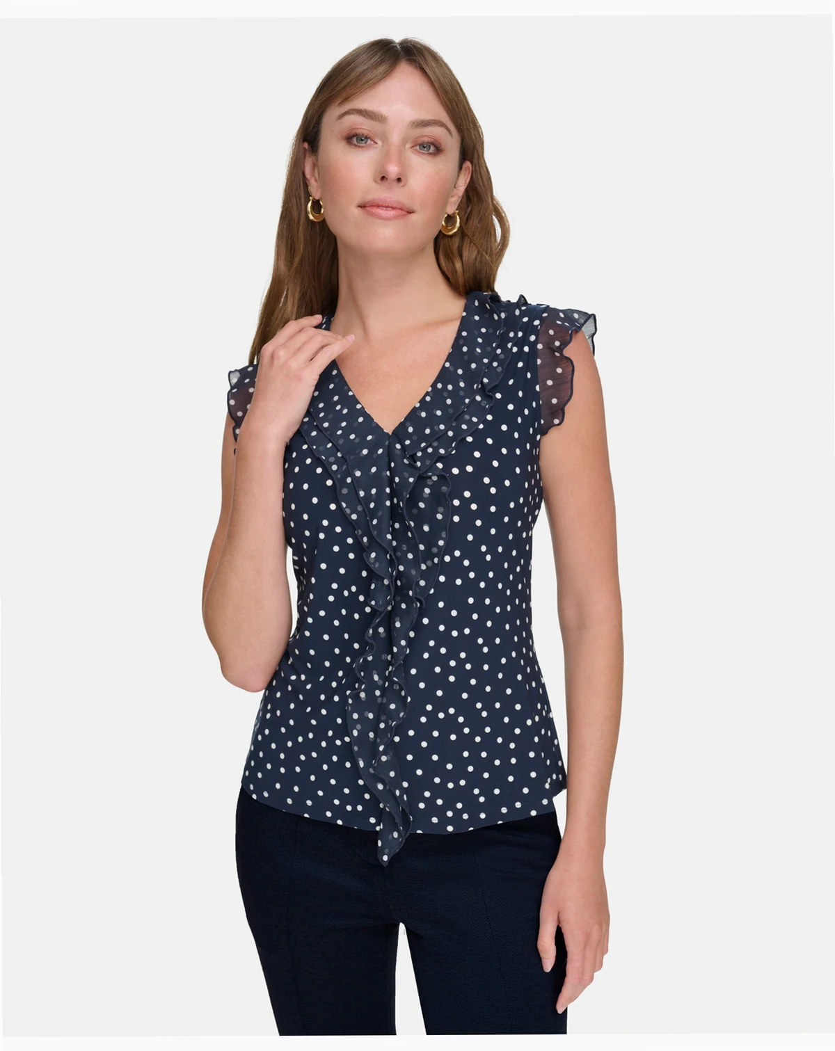 Women's Printed Ruffled Sleeveless Top