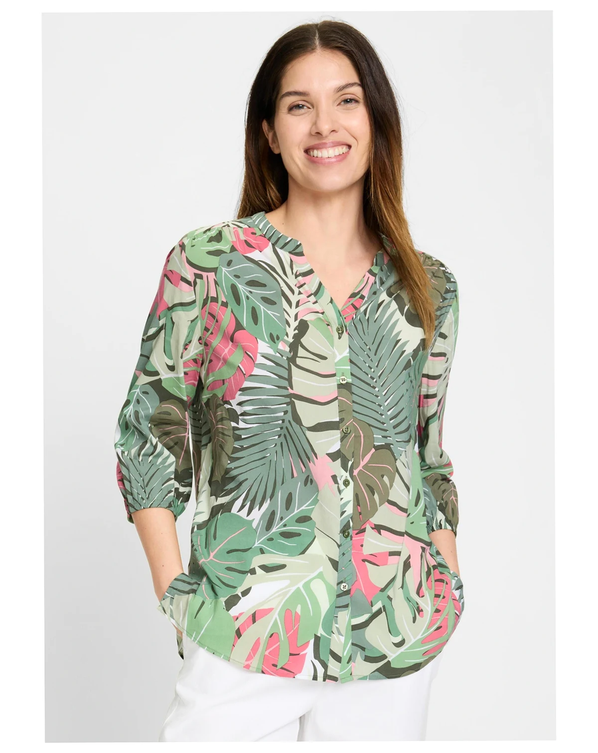 Women's Palm Print Tunic Blouse