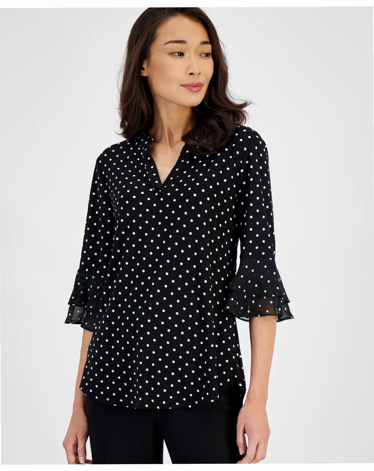 Women's Printed 3/4 Flutter Sleeve Top
