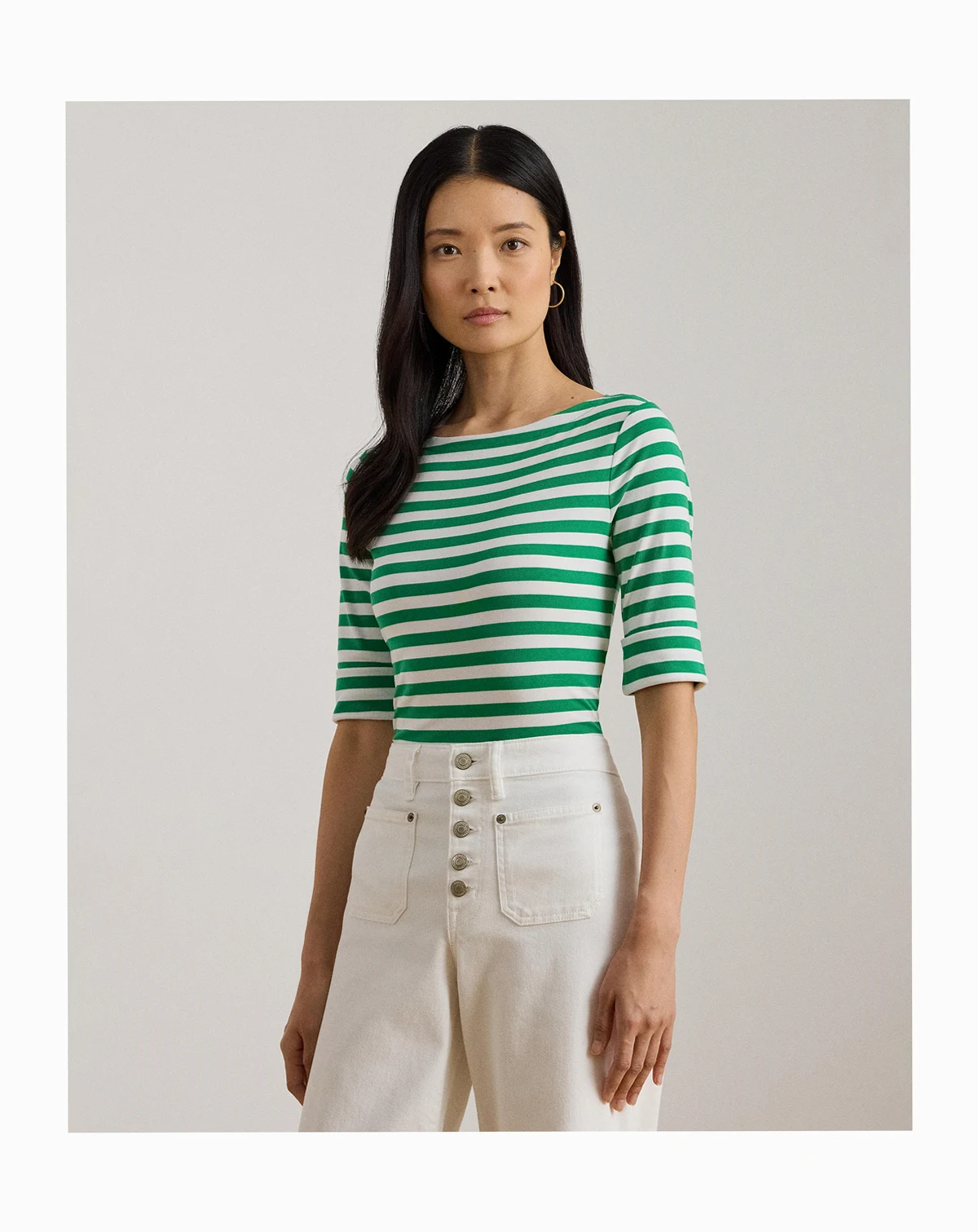 Women's Striped Boat Neck T-Shirt