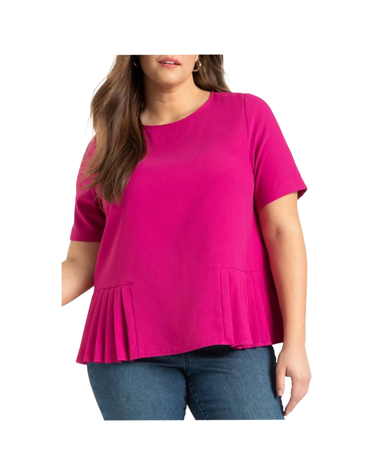 Women's Plus Size Pleated Hem Top