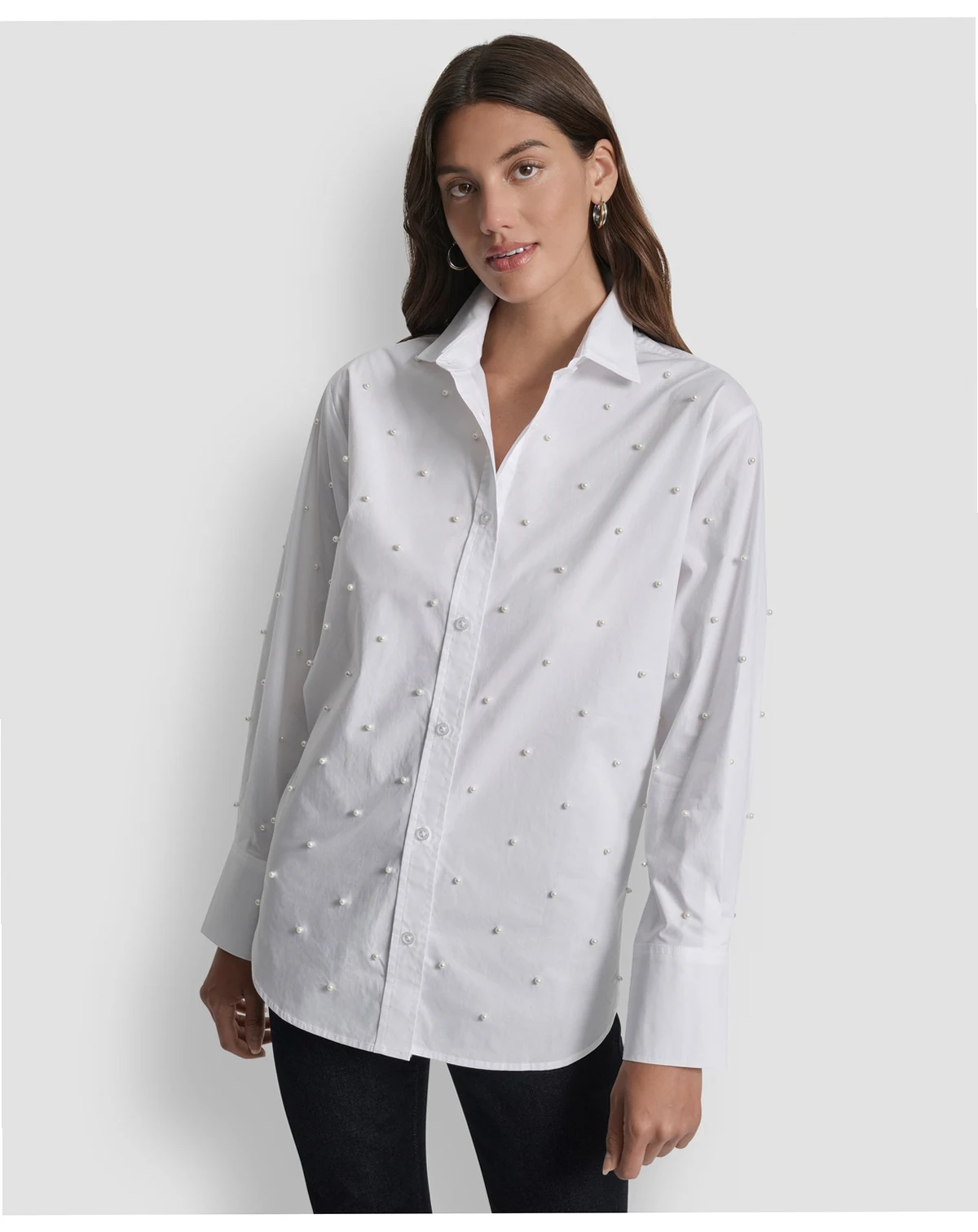 Women's Imitation Embellished Long Sleeve Shirt