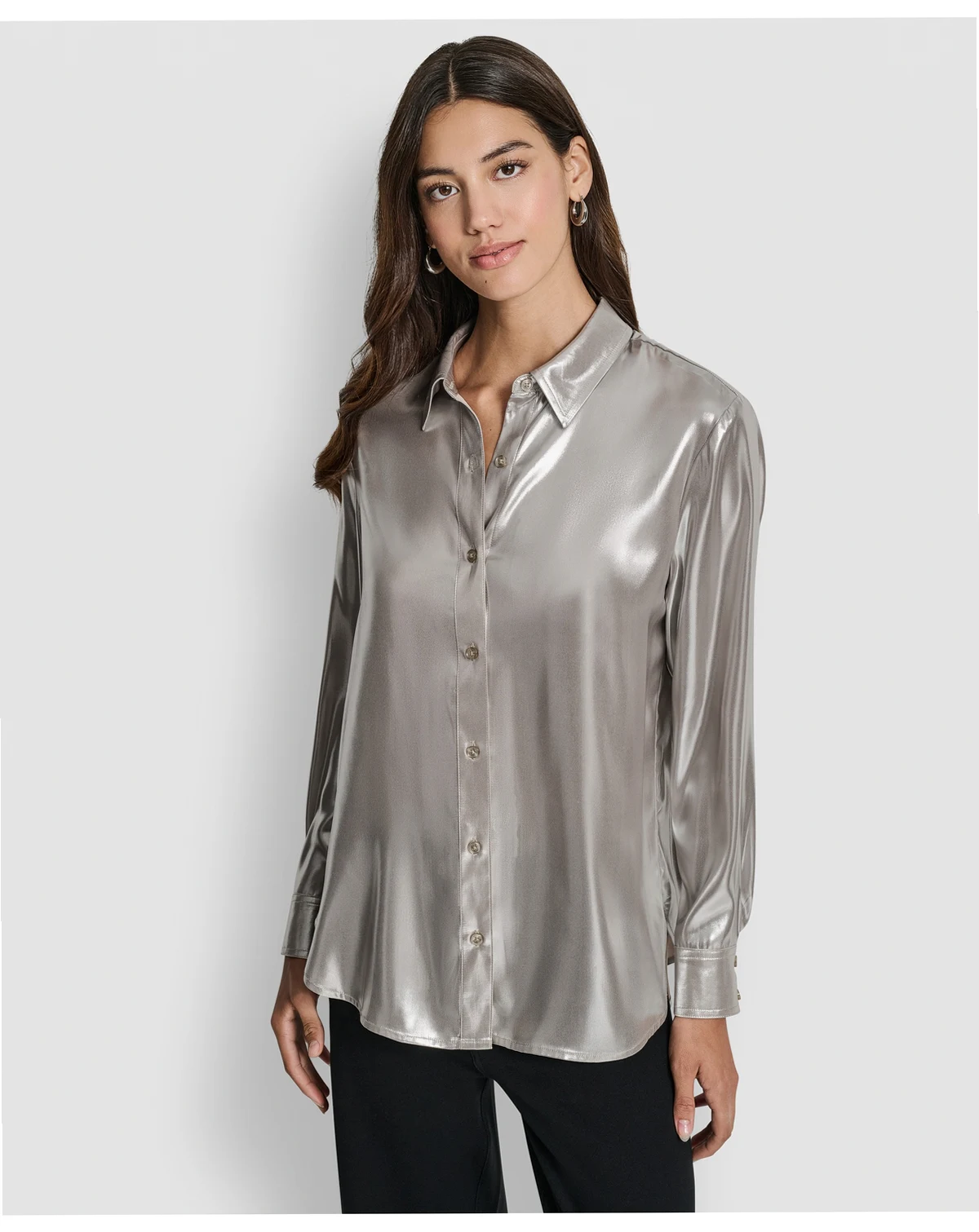 Women's Button Front Long-Sleeve Blouse