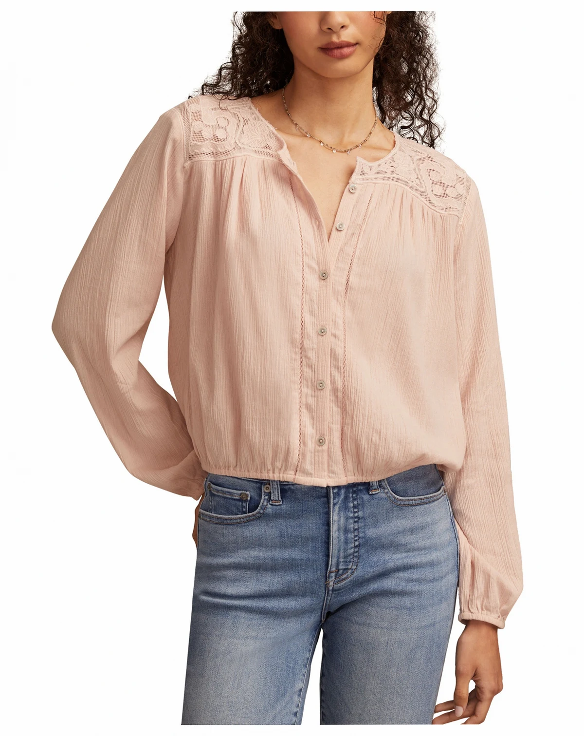 Women's Long Sleeve Pintuck Bubble Top