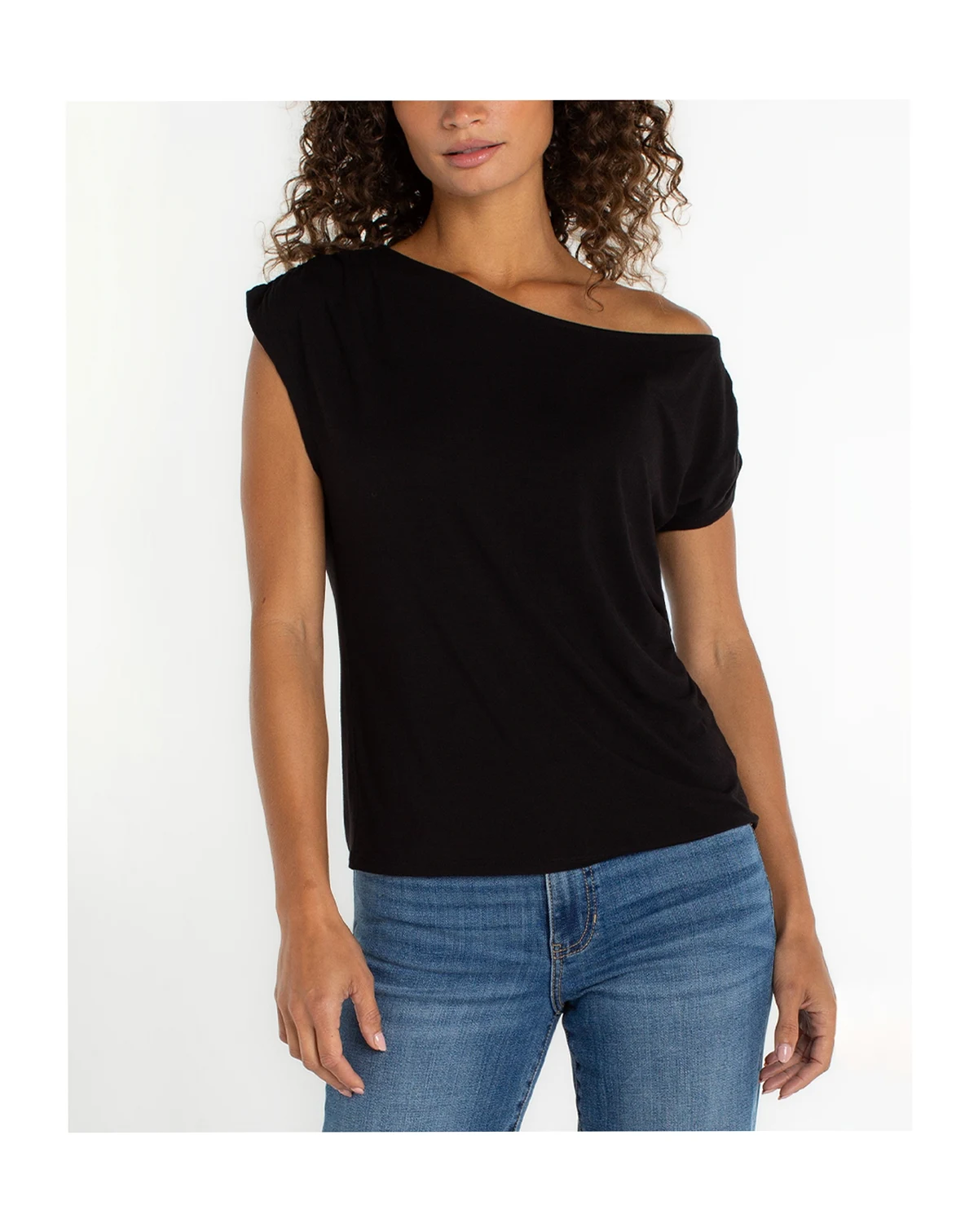 Women's Short-Sleeve Asymmetrical Off-The-Shoulder Top
