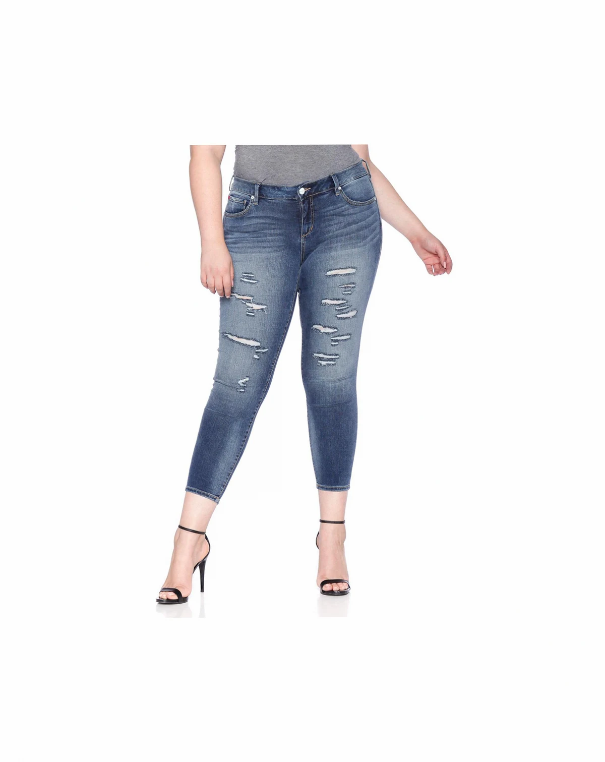 Plus Size Mid Rise Ankle Skinny Jeans