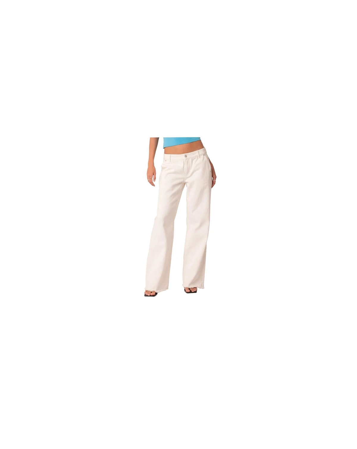 Women's Raw Hem Low Rise Straight Denim Jeans