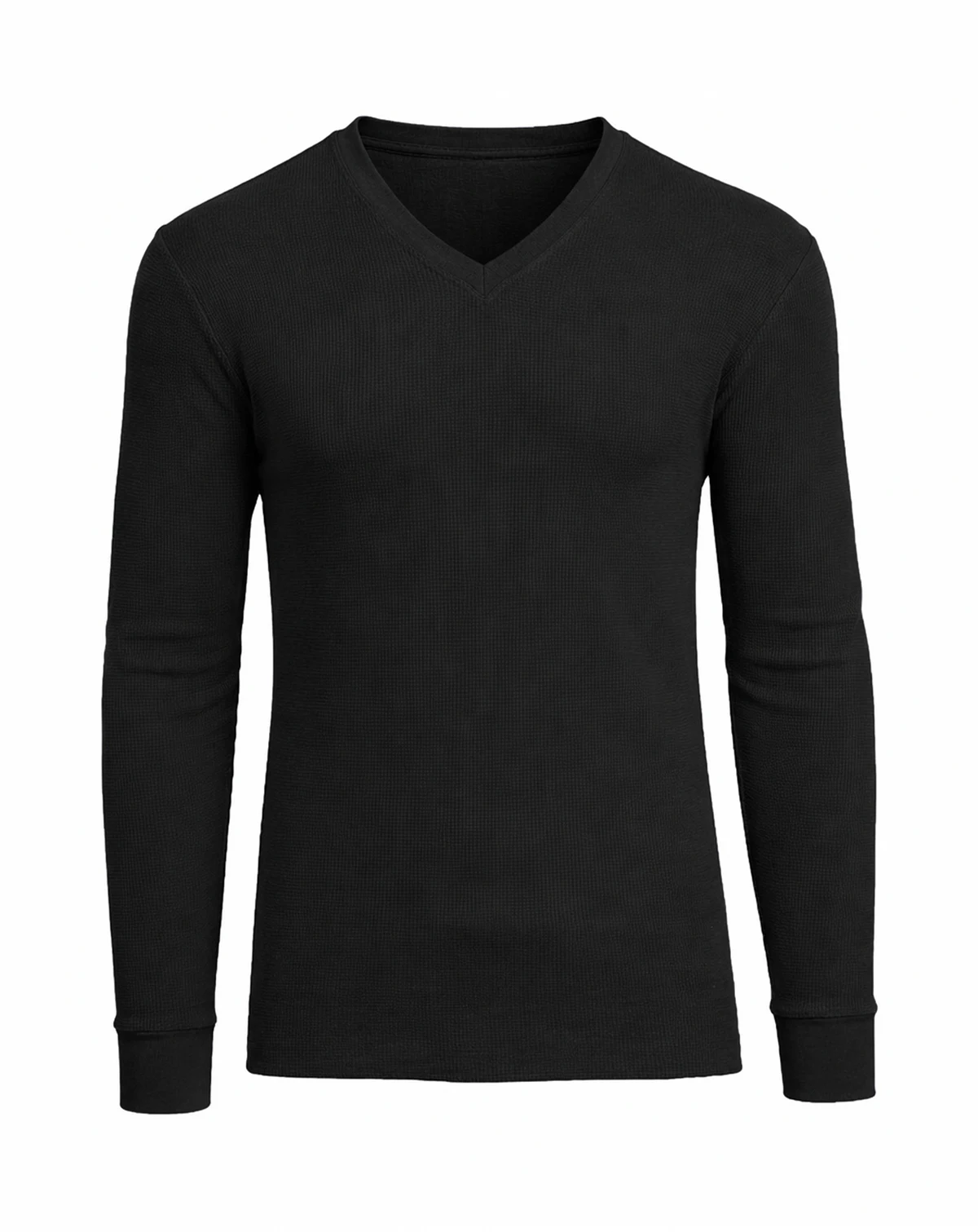 Men's Long-Sleeve Waffle-Knit V-Neck Thermal T-Shirt