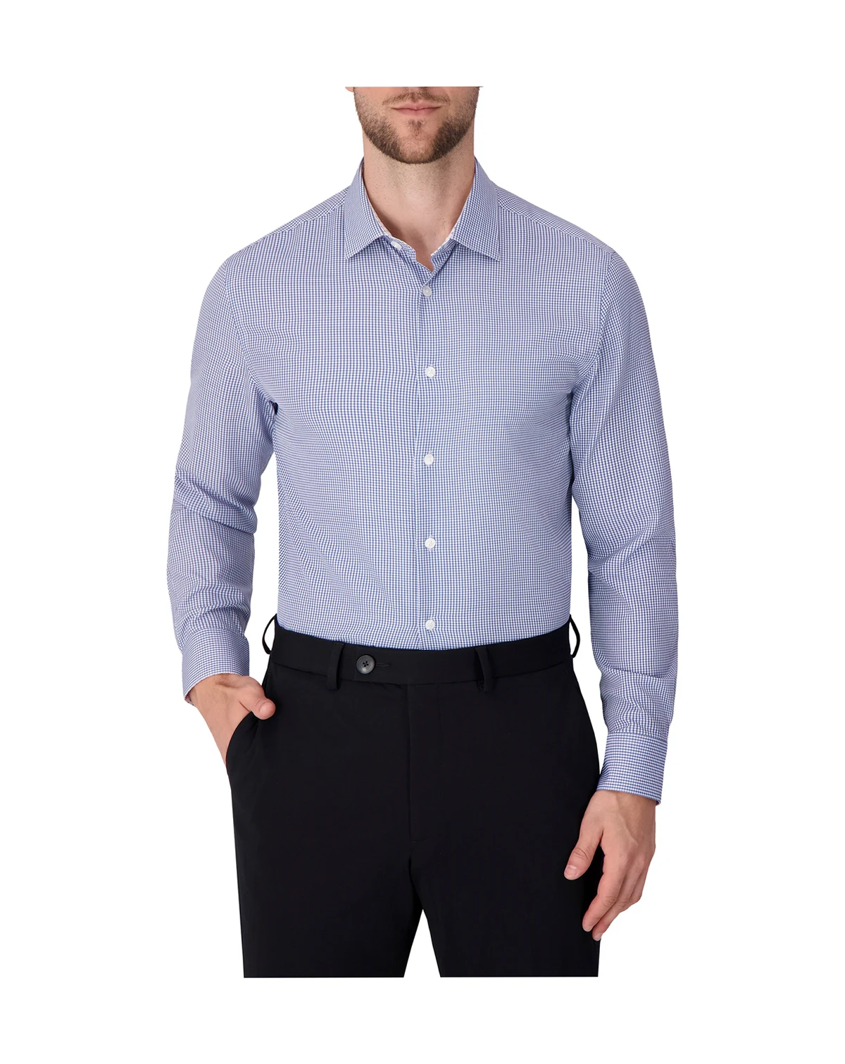 Men's 4-Way Tonal Geometric-Print Woven Dress Shirt