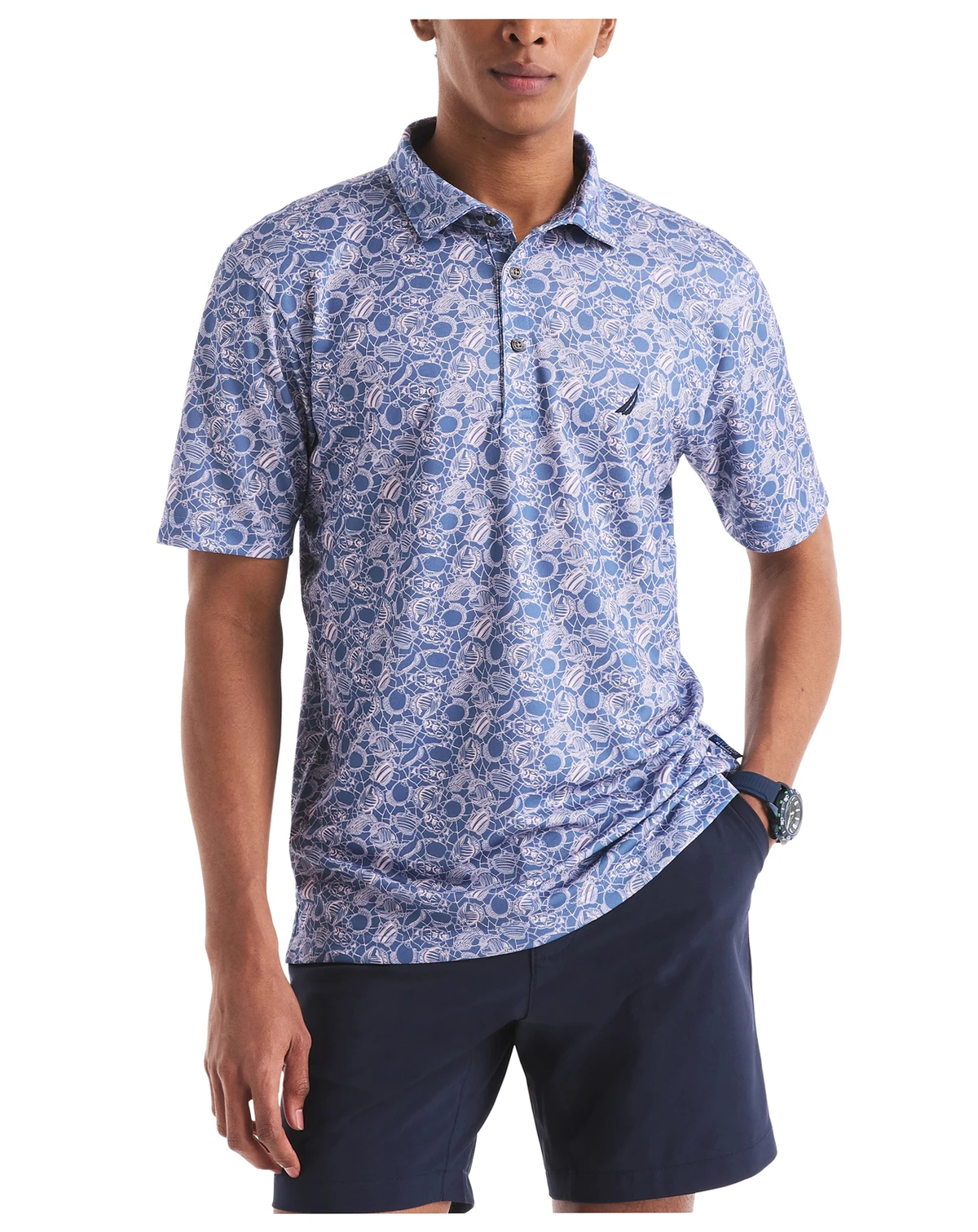 Men's Classic-Fit Moisture-Wicking Printed Performance Golf Polo Shirt