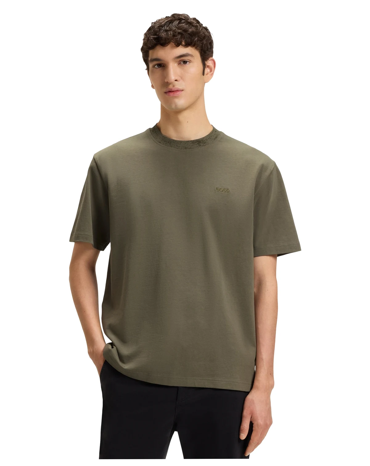 Men's Patterned Collar Cotton-Jersey T-Shirt