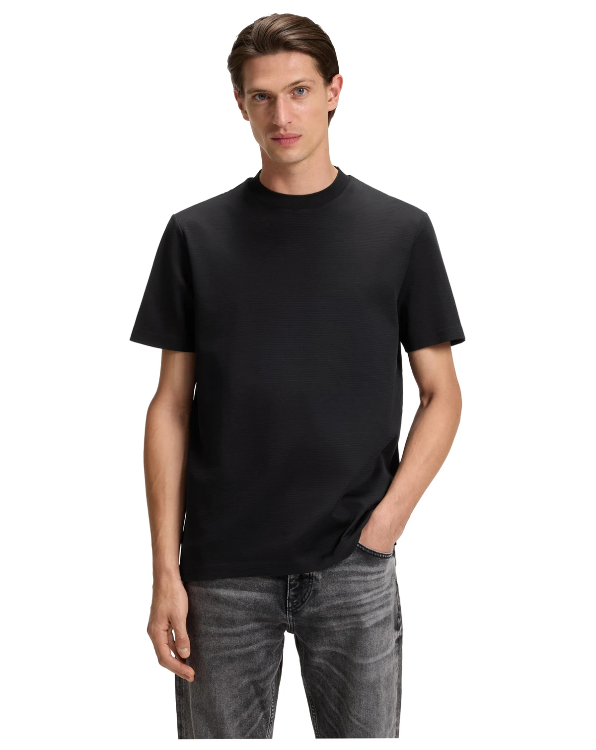 Men's Micro Pattern Mercerized-Cotton T-Shirt