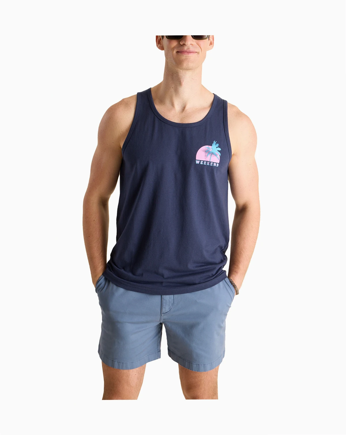Men's Palm Wave Print Sleeveless T-Shirt