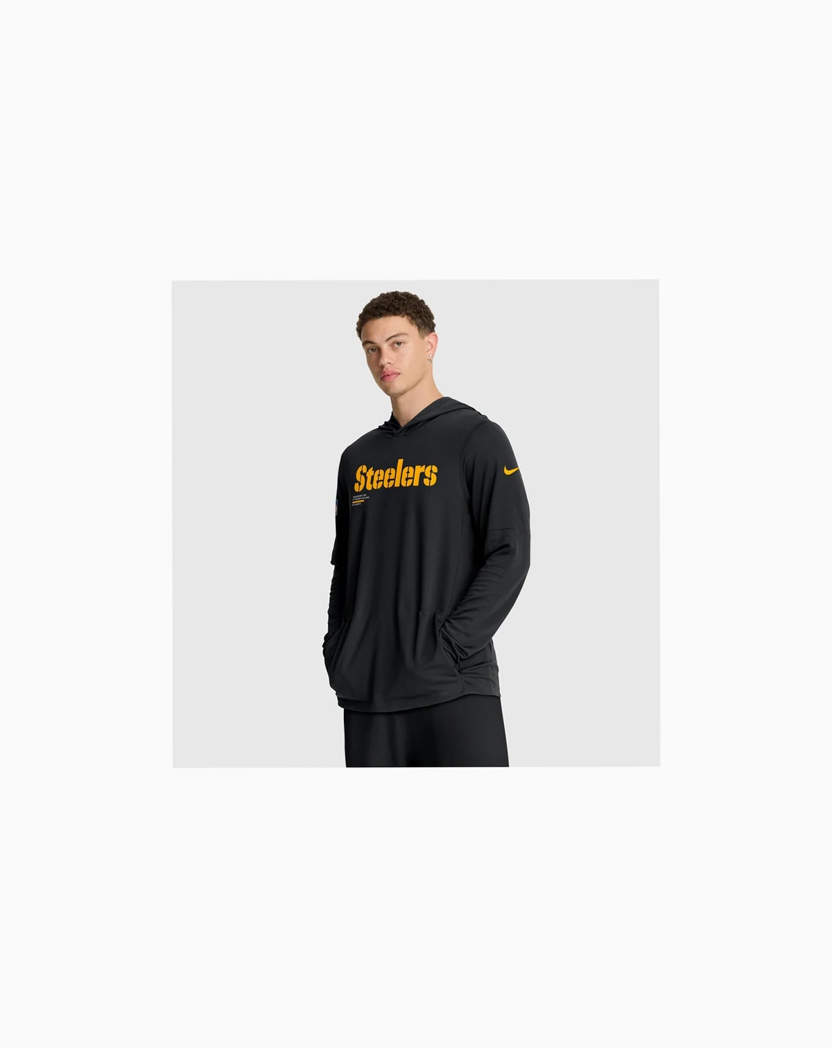 Men's Black Pittsburgh Steelers Sideline Pure Fury Performance Long Sleeve Hoodie T-Shirt