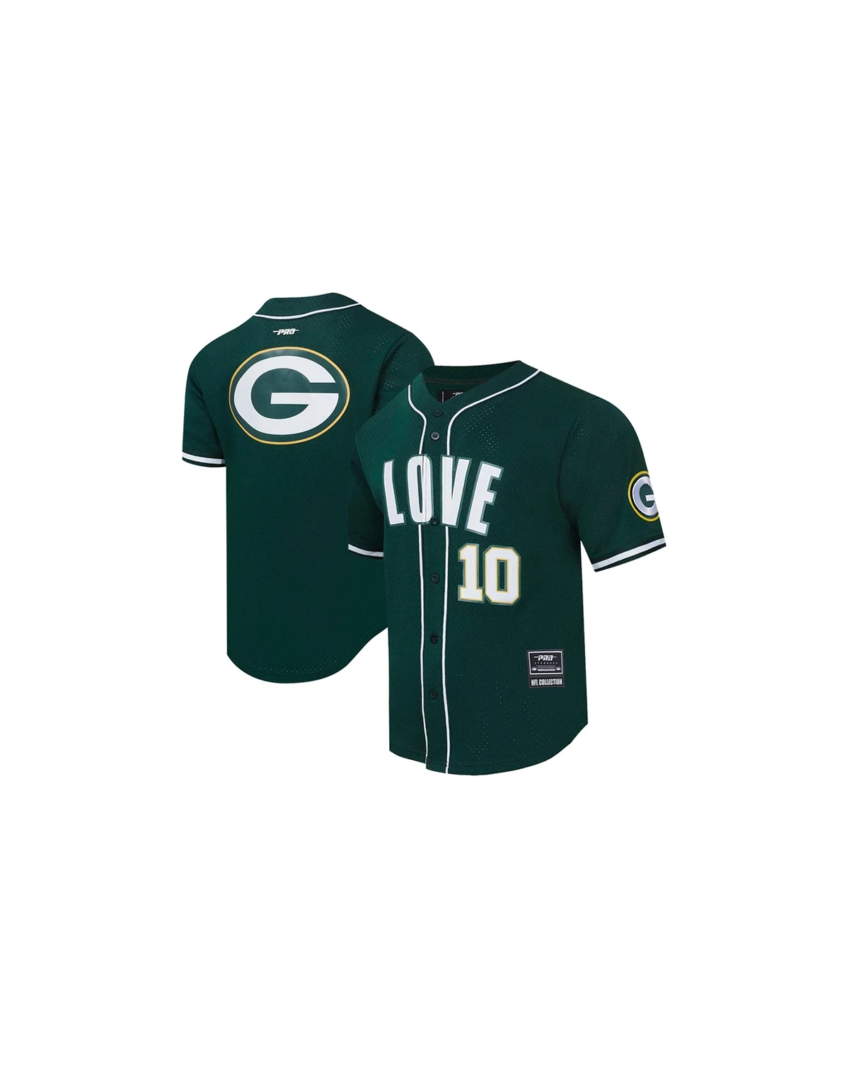 Men's Jordan Love Green Green Bay Packers Player Name Number Mesh Button-Up Baseball Jersey
