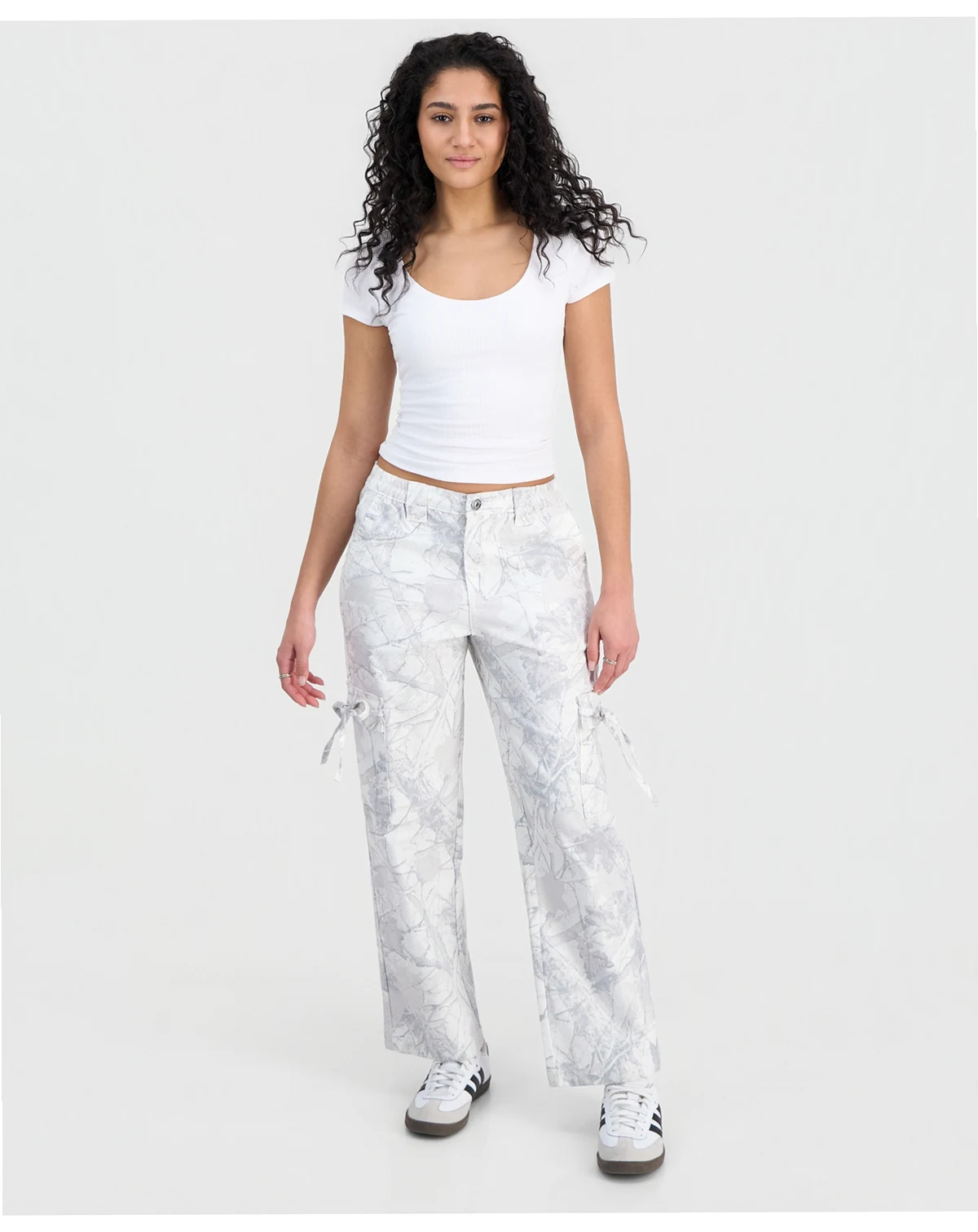 Juniors' Tree Camo Printed Twill Cargo Pants