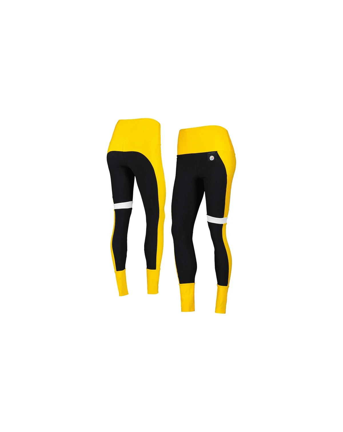 Women's Black, Gold Pittsburgh Steelers Colorblock Tri-Blend Leggings
