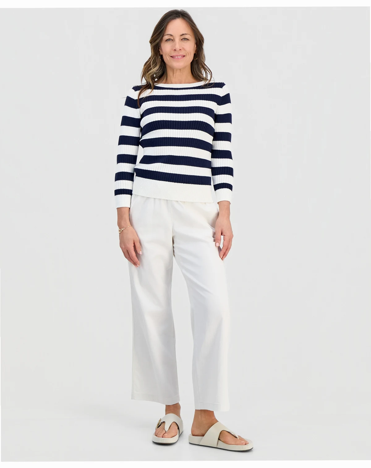Petite Twill-Tape Wide-Leg Pull-On Pants, Macy's Exclusive