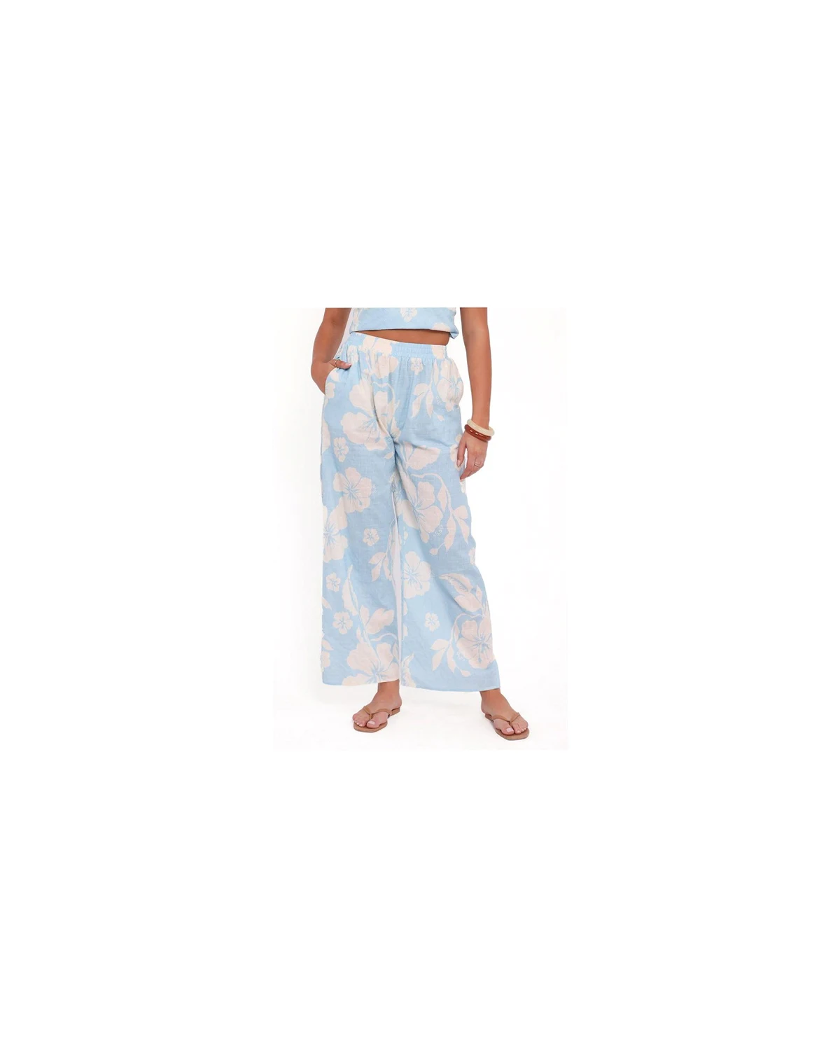 Women's Lourdes Wide Leg Pant - Blue Hibiscus
