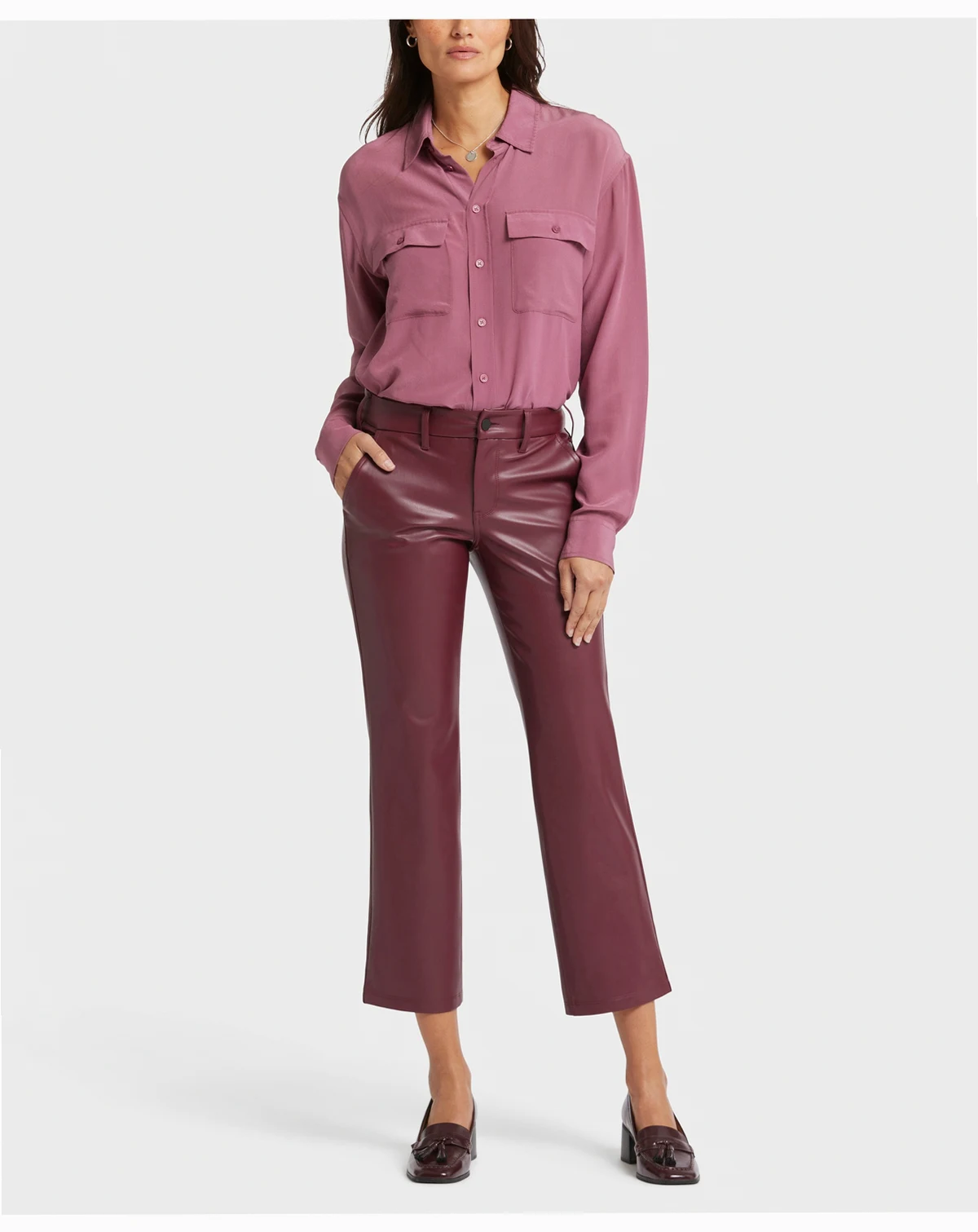 Women's Faux Leather Straight Ankle Pants