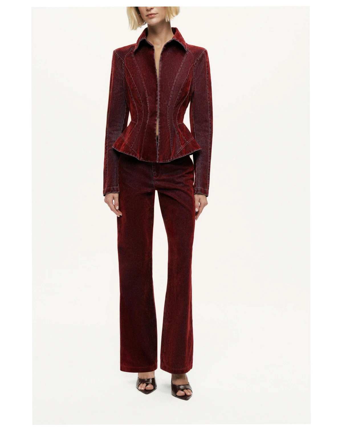 Women's Velvet Straight-Leg Pants