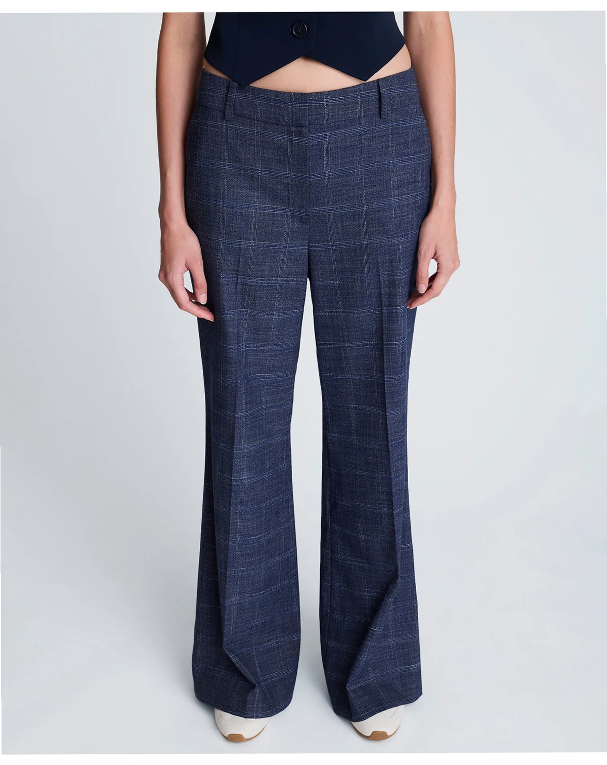 Women's Plaid Mid-Rise Flare Pants