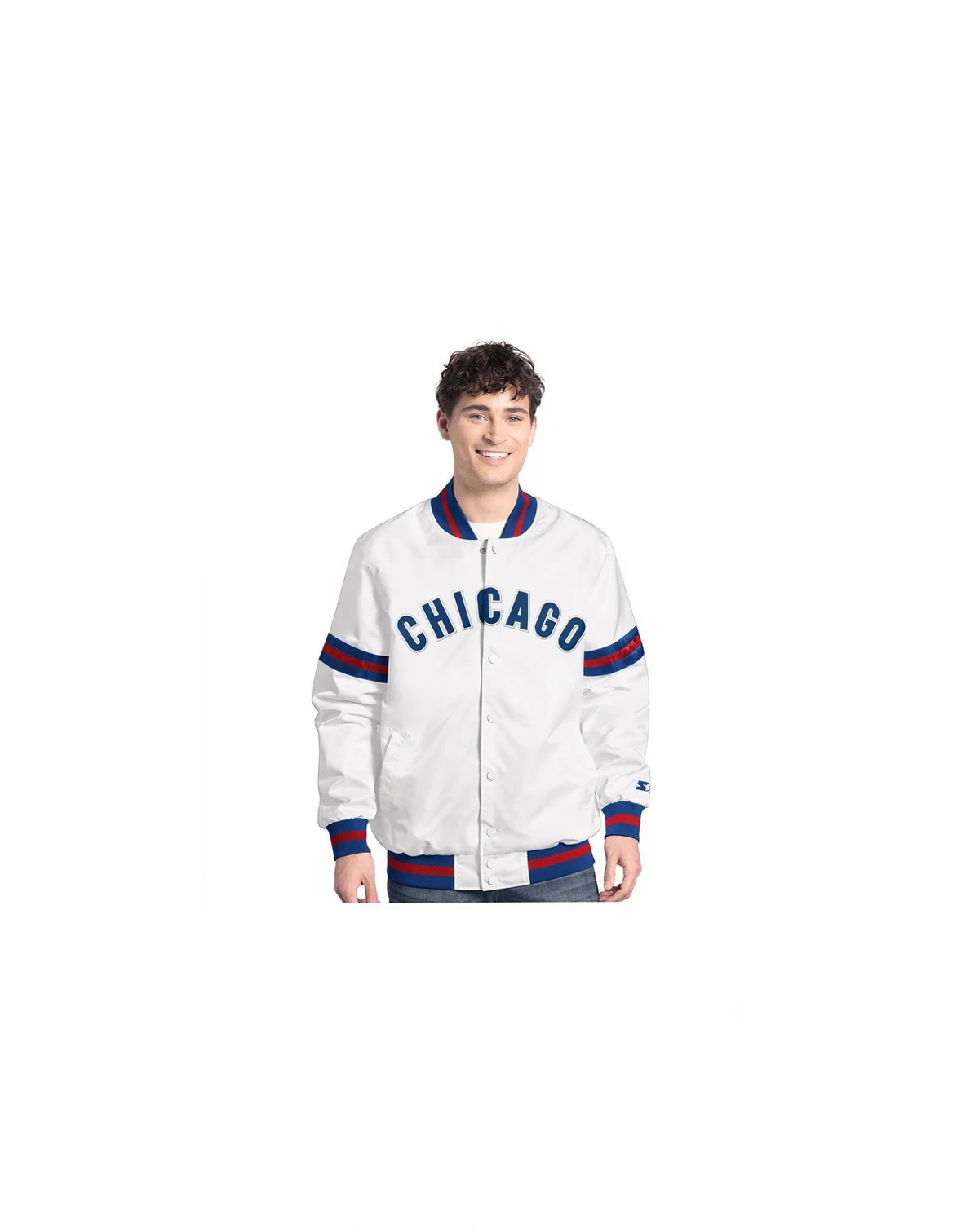 Men's White Chicago Cubs Cooperstown Scout Full-Snap Varsity Jacket