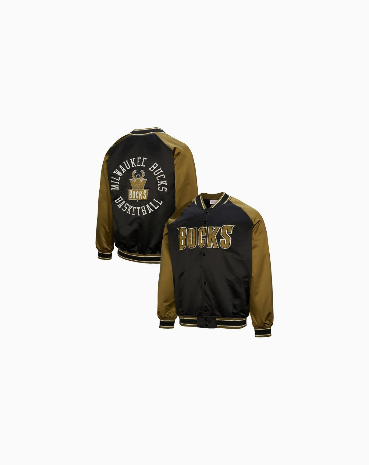 Men's Olive/Black Milwaukee Bucks Clutch Satin Raglan Full-Snap Jacket