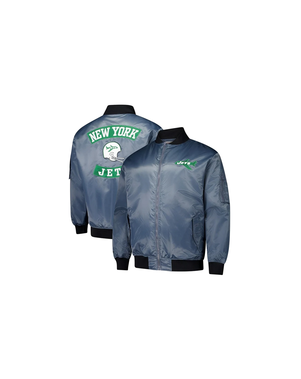 Men's Charcoal New York Jets Big Tall Bomber Full-Zip Jacket