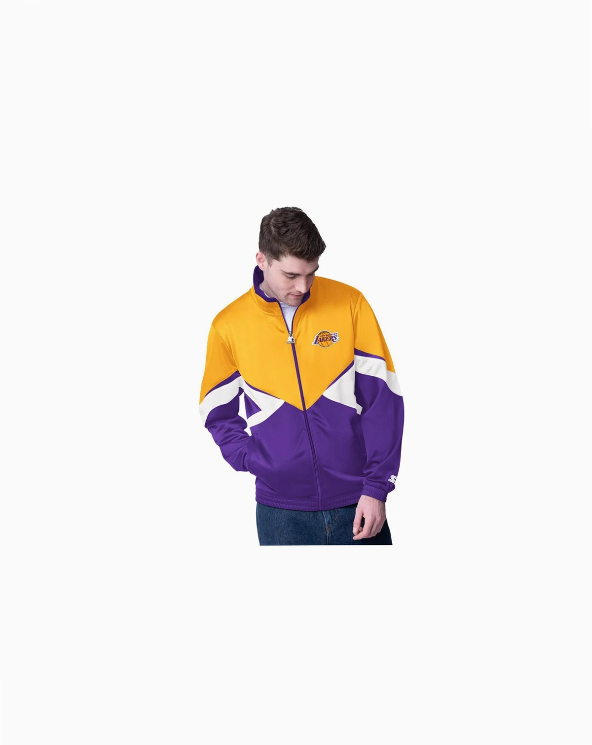 Men's Gold/Purple Los Angeles Lakers Rush Applique Full-Zip Track Jacket