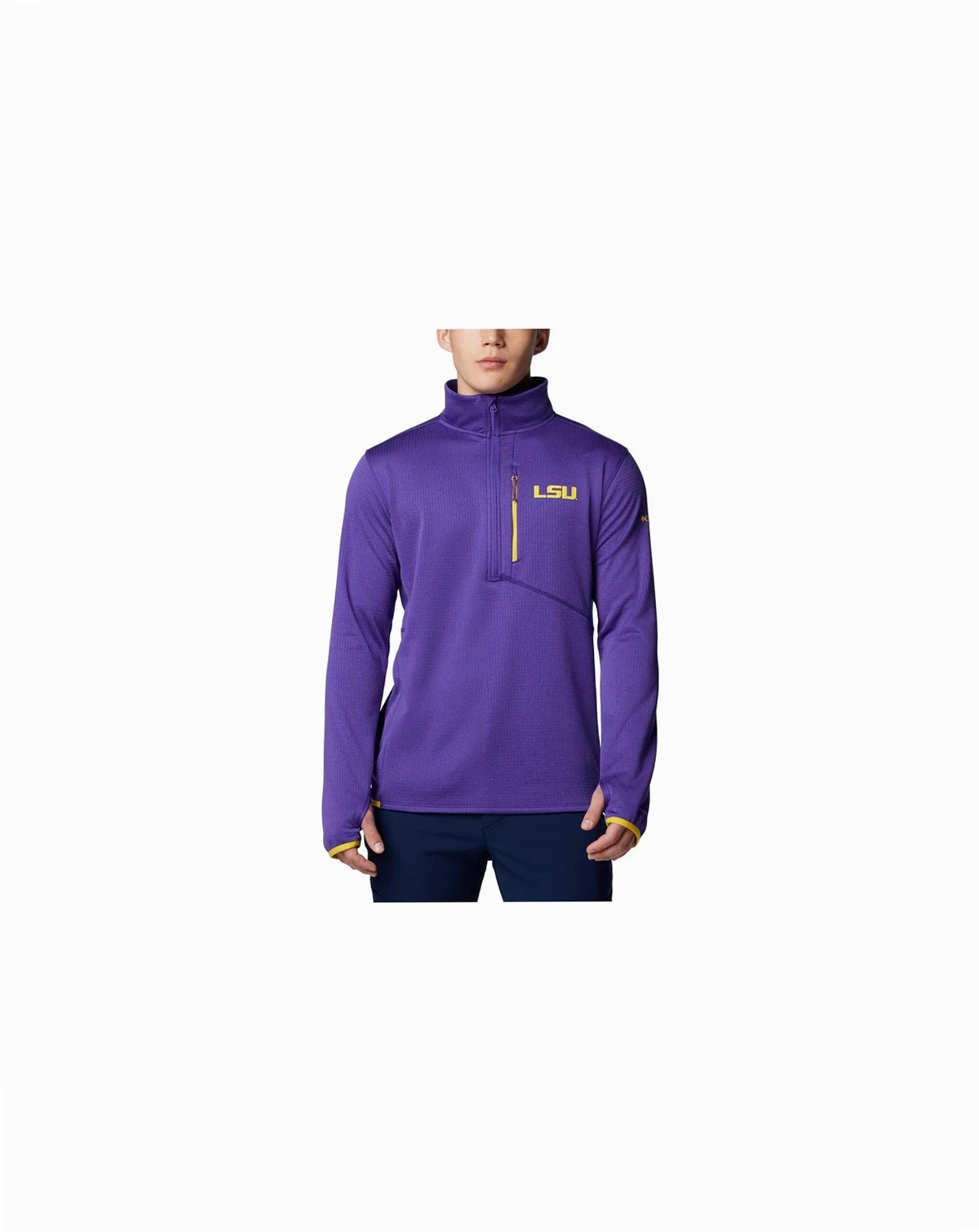 Men's Purple LSU Tigers Park View Grid Fleece Omni-Wick Half-Zip Jacket