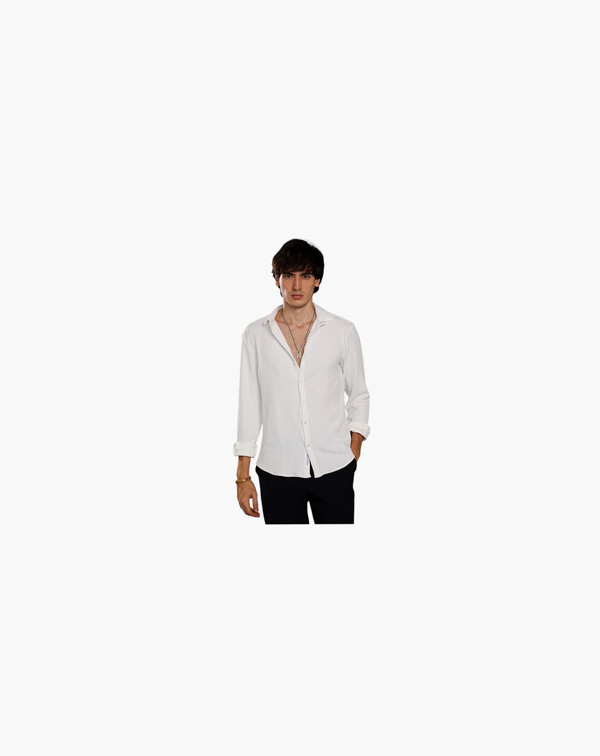Men's Chalk White Rope-Textured Shirt