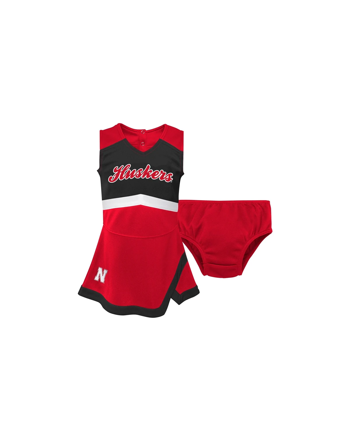 Girls Toddler 2-Piece Scarlet Nebraska Huskers Cheer Captain Dress and Bloomers Set