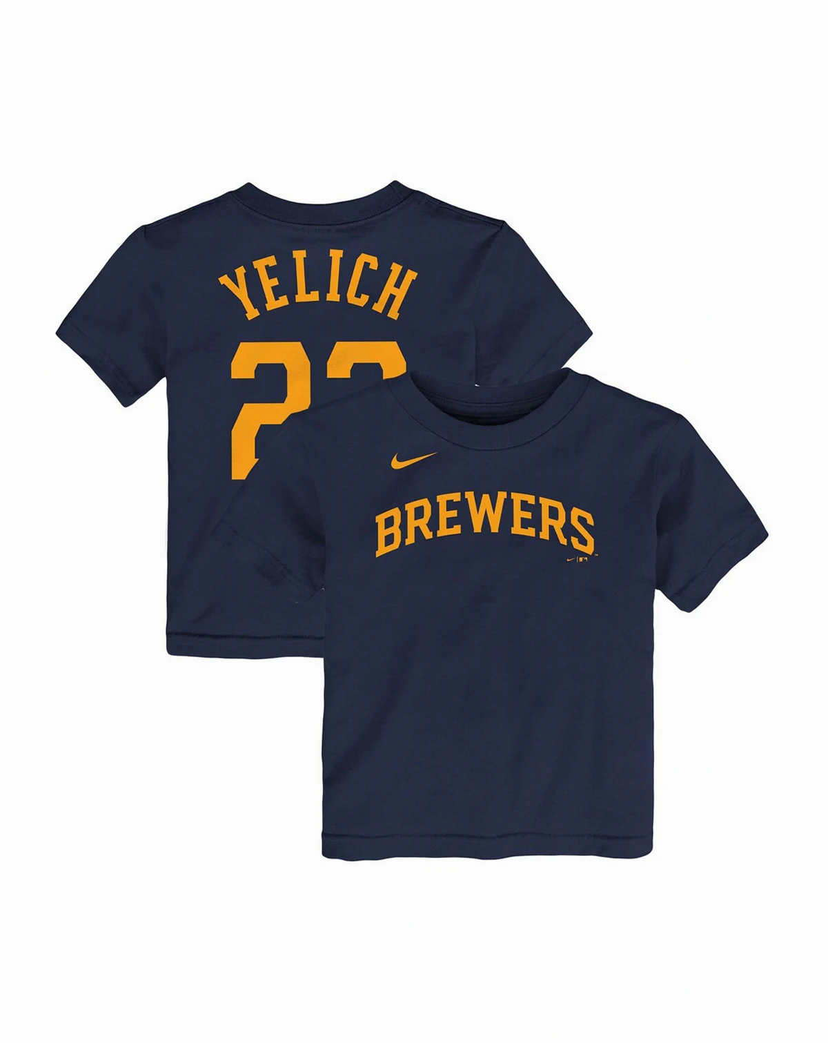Toddler Boys and Girls Christian Yelich Navy Milwaukee Brewers Player Name and Number T-Shirt