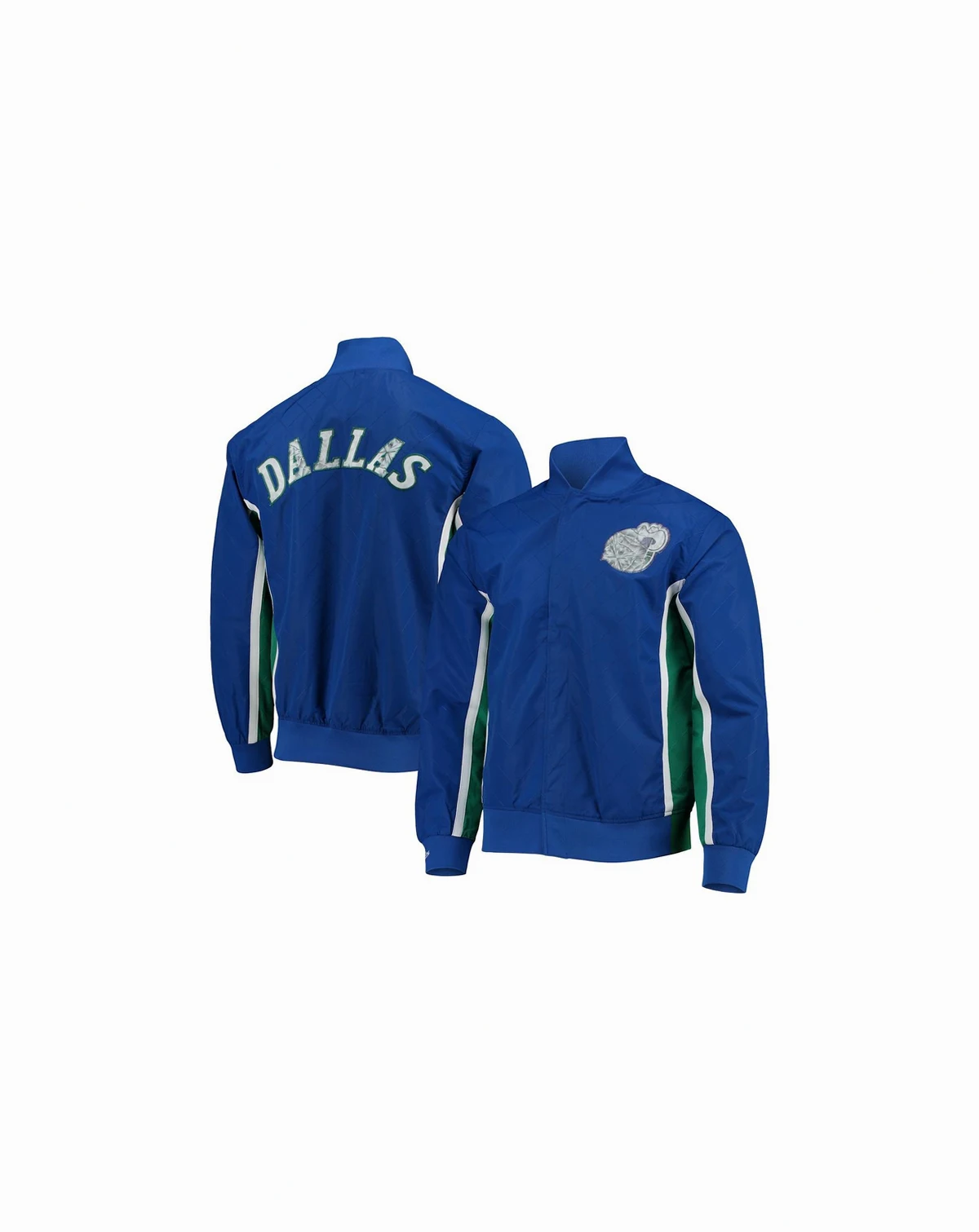 Men's Dallas Mavericks Blue Hardwood Classics 75th Anniversary Authentic Warmup Full-Snap Jacket