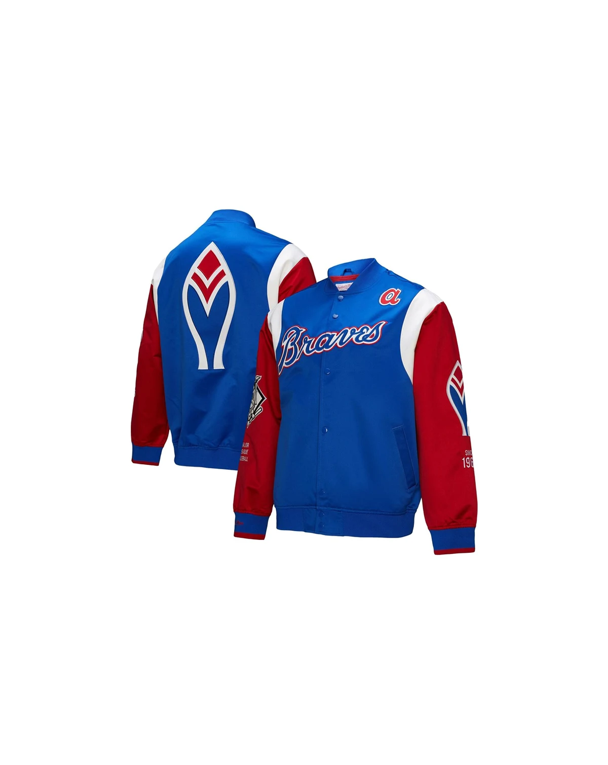 Men's Royal/Red Atlanta Braves Cooperstown Collection Team Origins Satin Full-Snap Jacket