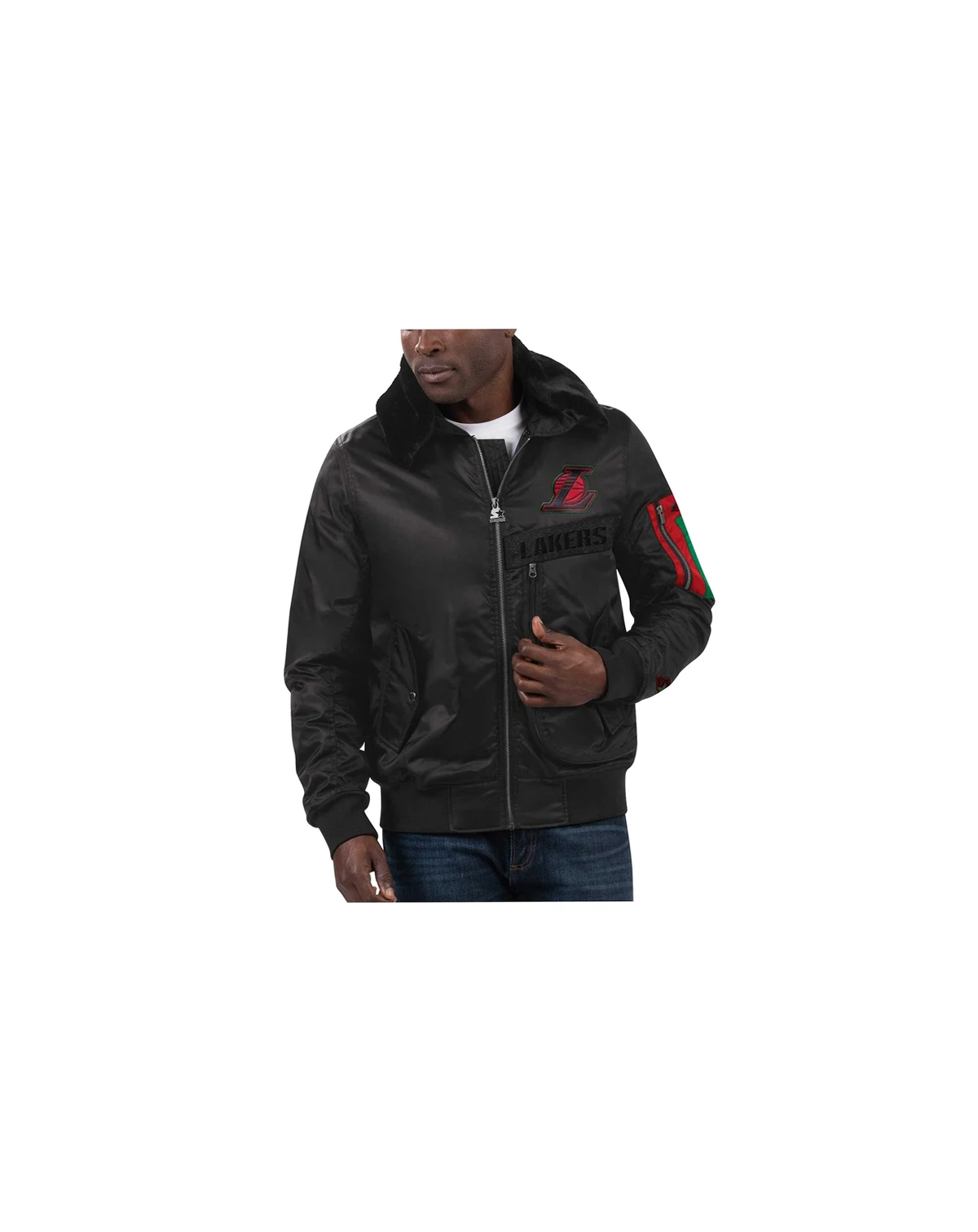 Men's x Ty Mopkins Black Los Angeles Lakers Black History Month Satin Full-Zip Jacket