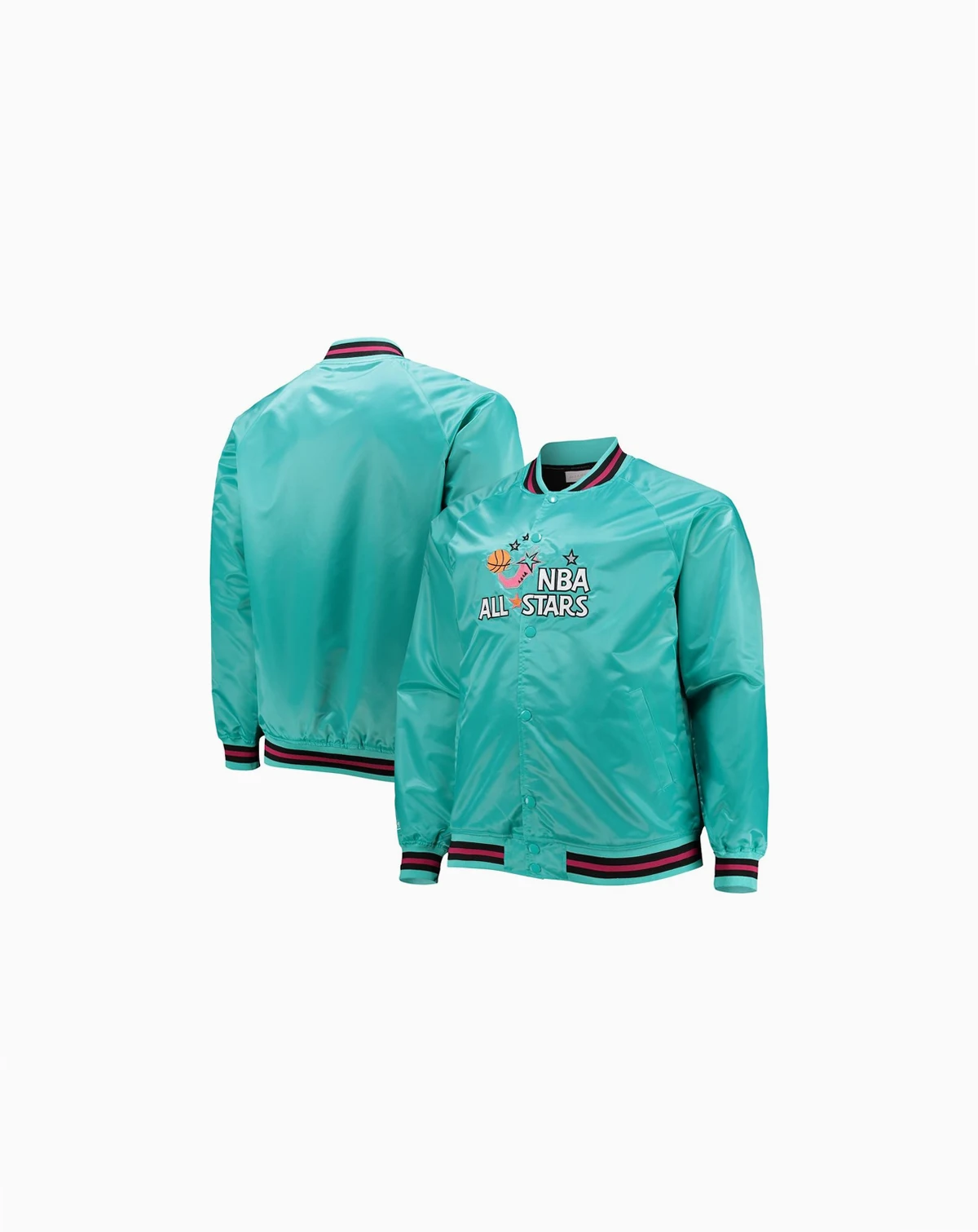 Men's Teal Big and Tall 1996 NBA All-Star Game Hardwood Classics Satin Full-Snap Jacket
