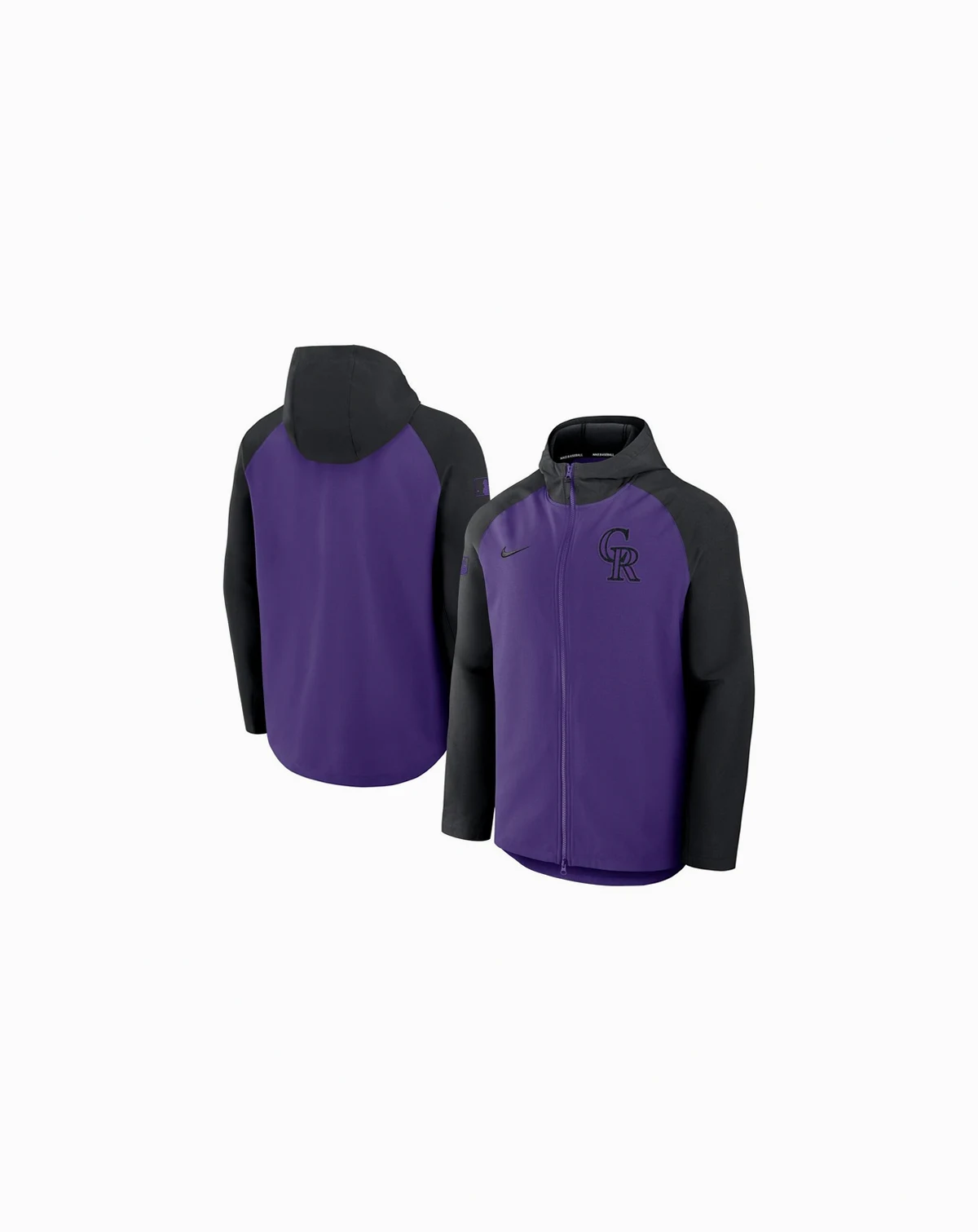 Men's Purple/Black Colorado Rockies Authentic Collection Raglan Performance Full-Zip Jacket