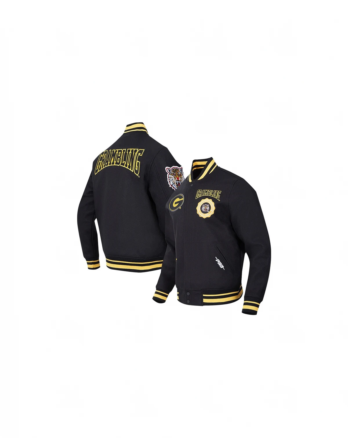 Men's Black Grambling Tigers Crest Wool Full-Zip Jacket
