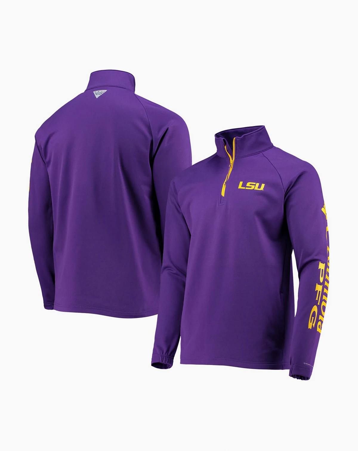 Men's LSU Tigers Terminal Tackle Fleece Raglan Omni-Shade Quarter-Zip Jacket